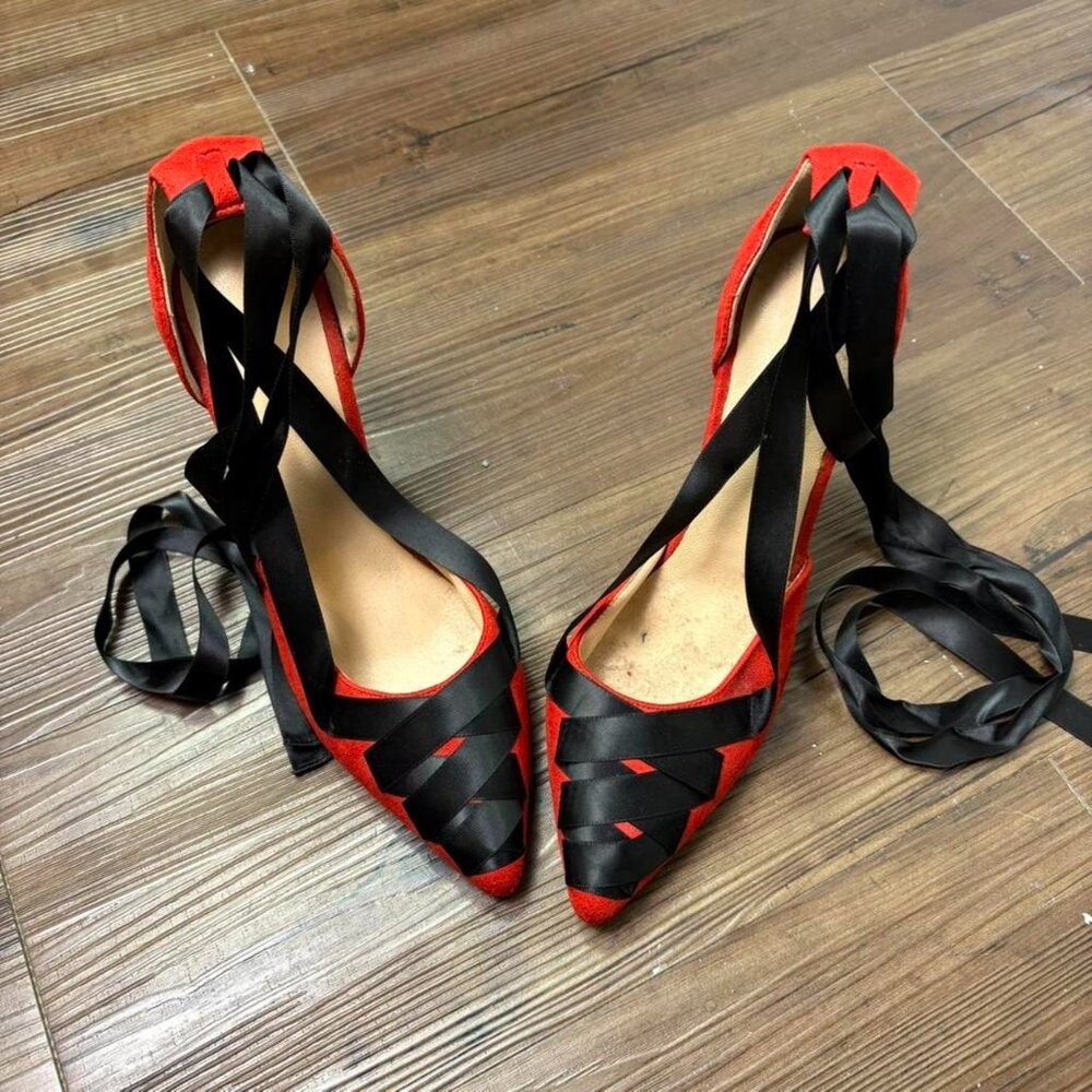 Y2k GOTHIC RED LACE UP HEELS
